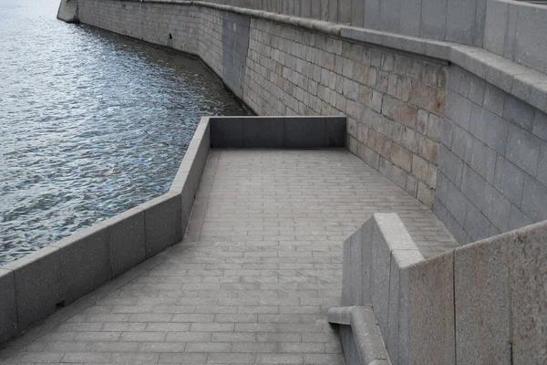 Žulový Nábřeží Moskva Řeka Geometrie Minimalismus — Stock fotografie