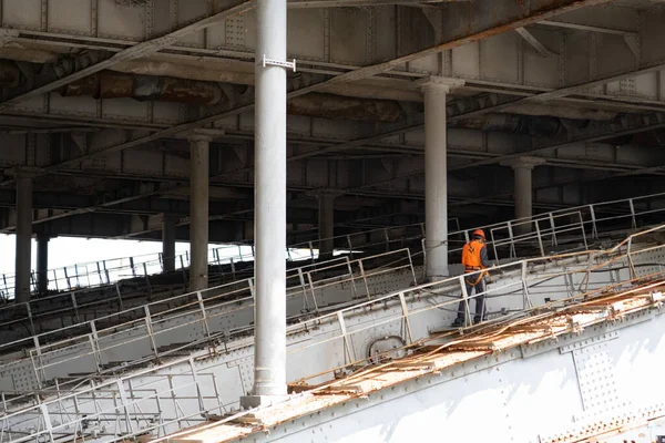 Instalador Estructuras Metal Puente Reparación —  Fotos de Stock