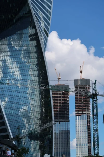 Moscou Agosto 2020 Construção Edifício Alto Centro Negócios Moscou Cidade — Fotografia de Stock