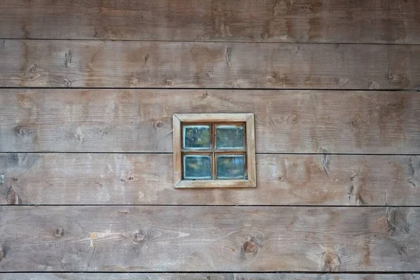 Маленьке Квадратне Вікно Стіні Дерев Яного Будинку — стокове фото