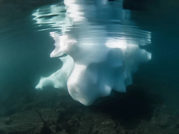 Underwater scenery in mountain lake Naret / Switzerland / Europe with iceberg