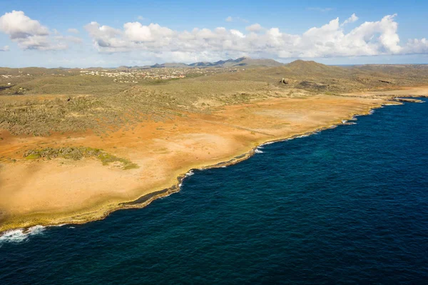 Vista Aérea Costa Curaao Mar Caribe Con Agua Turquesa Acantilado — Foto de Stock