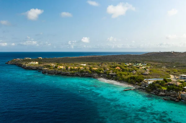 Luchtfoto Van Kust Van Curaao Caribische Zee Met Turquoise Water — Stockfoto