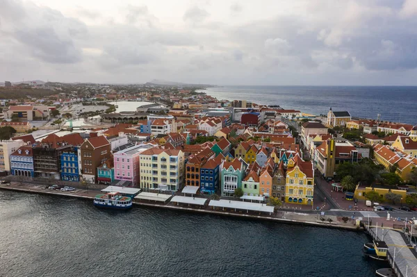 Luchtfoto Uitzicht Het Centrum Van Willemstad Curacao Caribische Zee — Stockfoto