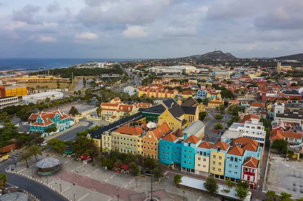 Luchtfoto Uitzicht Het Centrum Van Willemstad Curacao Caribische Zee — Stockfoto