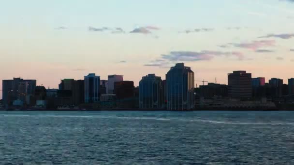 Skyline Timelapse Halifax Canada Comme Nuit Tombe — Video