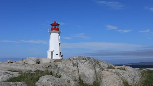 Timelapse Peggys Cove Lighthouse Nova Scotia — Stockvideo