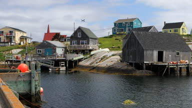 Peggys Cove Nova Scotia 4k renkli binalar