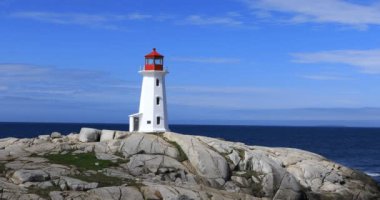 Sahne Peggys Cove deniz feneri, Nova Scotia, Kanada 4k