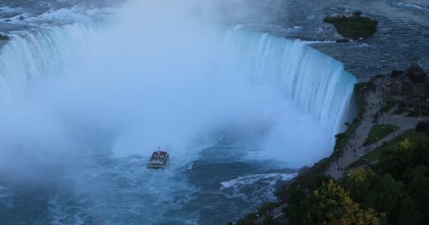 加拿大尼亚加拉大瀑布马蹄瀑布空中4K — 图库视频影像