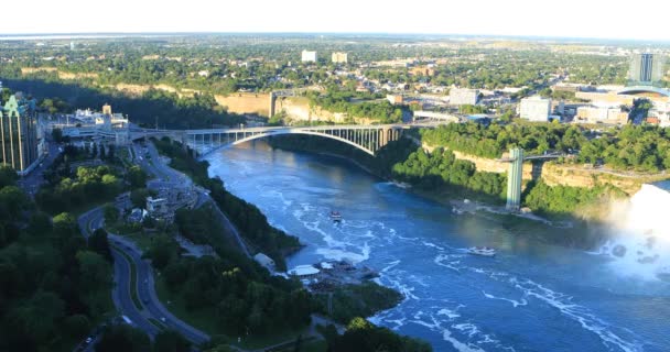 Vista Del Puente Del Arco Iris Niagara Falls Canadá — Vídeos de Stock