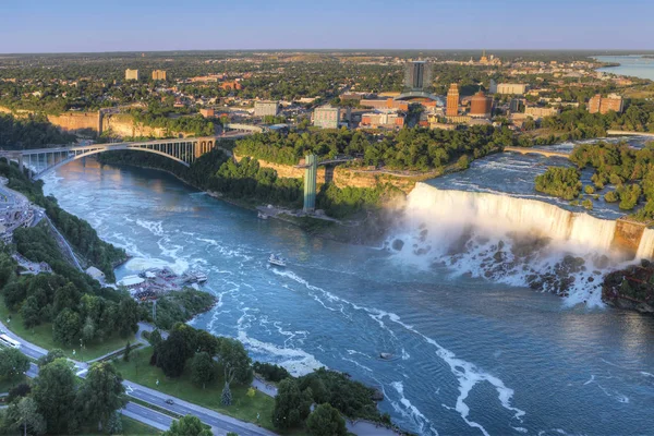 Aerial Rainbow Bridge American Falls — Stock Photo, Image