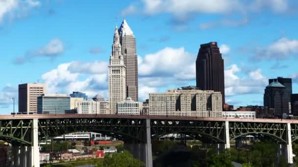 Timelapse Panoramę Cleveland Piękny Dzień — Wideo stockowe