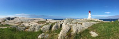 Peggy'nin Cove deniz feneri, Nova Scotia, Kanada Panoraması