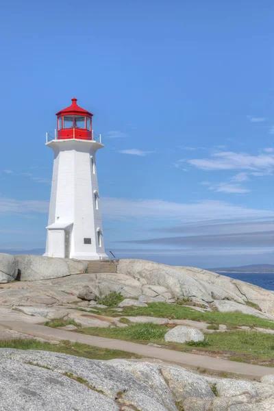 Vertikální Pohled Peggy Lighthouse Cove Nova Scotia — Stock fotografie