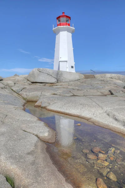 Vertikální Peggy Cove Lighthouse Nova Scotia — Stock fotografie