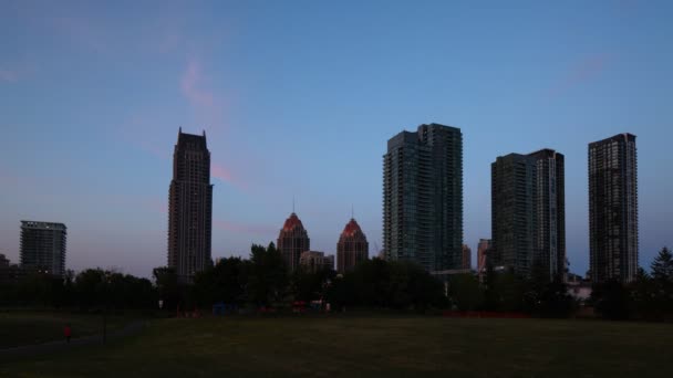 Timelapse Nocturne Mississauga Ontario Skyline — Video