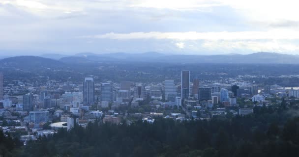 Portland Oregonische Skyline Einem Nebligen Morgen — Stockvideo