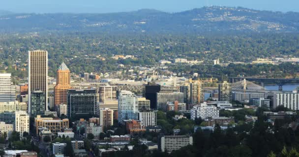 Portland Oregon Şehir Merkezinde Akşam — Stok video