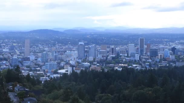 Timelapse Portland Oregon Skyline Parte Manhã — Vídeo de Stock