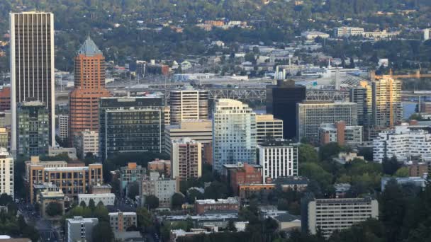 Skyline Timelapse Portland Oregon Wieczorem — Wideo stockowe