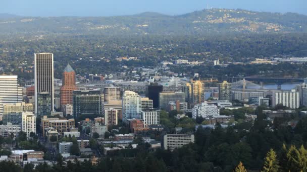 Akşam Timelapse Portland Oregon Şehir Merkezinde — Stok video