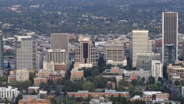 Timelapse Día Noche Portland Oregon Skyline — Vídeo de stock