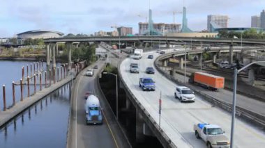 Timelapse Portland, Oregon expressway Willamette Nehri 4k