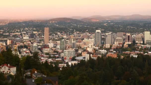 Timelapse Nap Éjszakája Portland Oregon Belvárosi — Stock videók