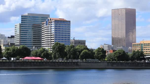 Timelapse Portland Oregon Centro Città Lungo Fiume Willamette — Video Stock