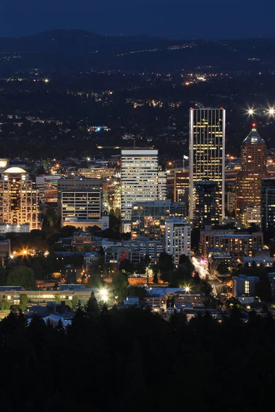 Uma Visão Aérea Vertical Noturna Portland Oregon — Fotografia de Stock