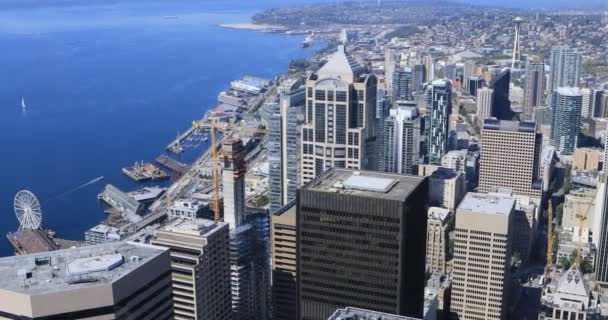 Luchtfoto Van Het Centrum Van Stad Seattle Washington — Stockvideo