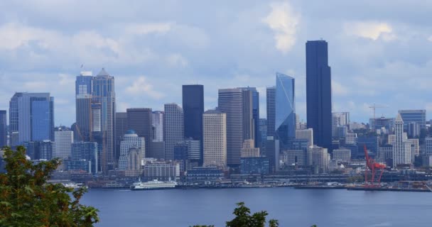 Ampia Vista Sullo Skyline Seattle Washington — Video Stock