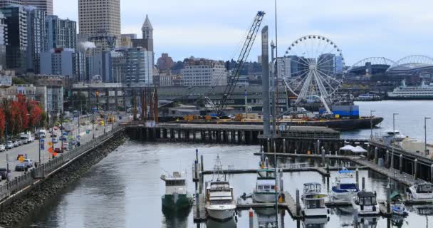 Vista Área Portuária Seattle Washington — Vídeo de Stock