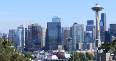Güzel bir gün 4k downtown Seattle, Washington'da