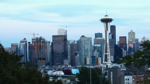Dag Till Natt Timelapse Seattle Washington Skyline — Stockvideo