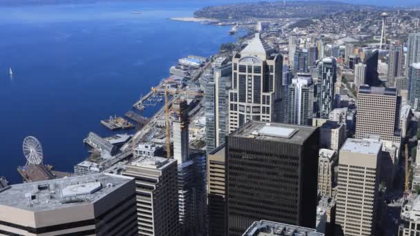 Luchtfoto Timelapse Seattle Washington Downtown — Stockvideo