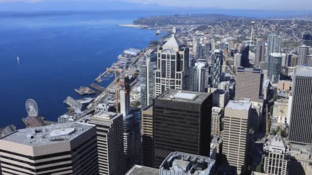 Centrum Van Stad Seattle Washington Voor Luchtfoto Timelapse — Stockvideo