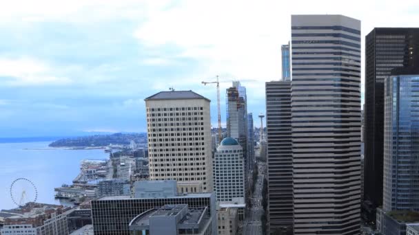 Dia Para Noite Timelapse Seattle Centro Cidade Washington — Vídeo de Stock