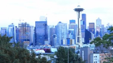 Gün gece timelapse Seattle, Washington şehir merkezinde 4k için