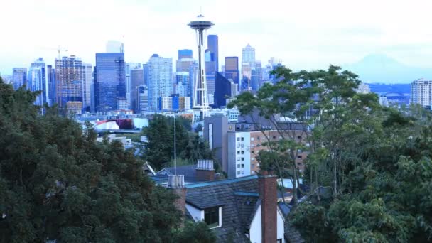Día Noche Timelapse Seattle Washington Centro — Vídeo de stock