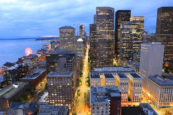 Una Seattle Aerea Skyline Washington Serata — Foto Stock