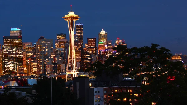 Una Vista Seattle Skyline Washington Notte — Foto Stock