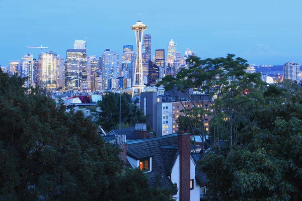 Skyline Seattle Washington Crepuscolo — Foto Stock