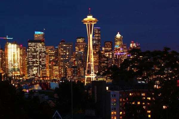 Seattle Washington Centro Notte — Foto Stock