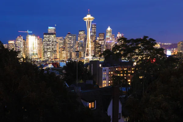 Skyline Seattle Washington Dopo Tramonto — Foto Stock