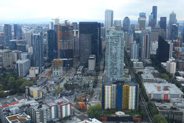 Een Antenne Skyline Van Seattle Washington — Stockfoto
