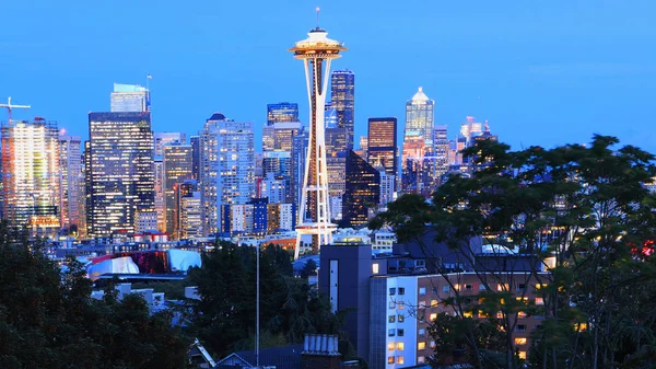 Veduta Seattle Washington Centro Crepuscolo — Foto Stock
