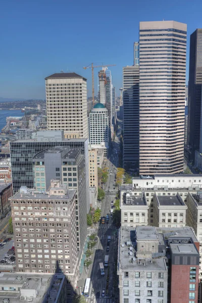 Una Vista Vertical Los Rascacielos Seattle Washington —  Fotos de Stock