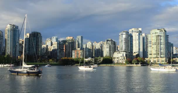 Mrakodrapy Vancouver Britská Kolumbie Twilight — Stock video